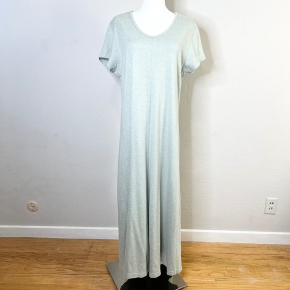 L.L. Bean Dresses & Skirts - LL Bean Sage Green Heather 100% Cotton Short Sleeve Maxi Dress Size Medium